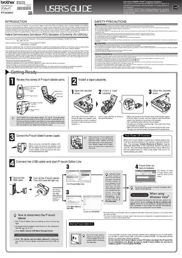 Brother p touch pt h105 user manual free